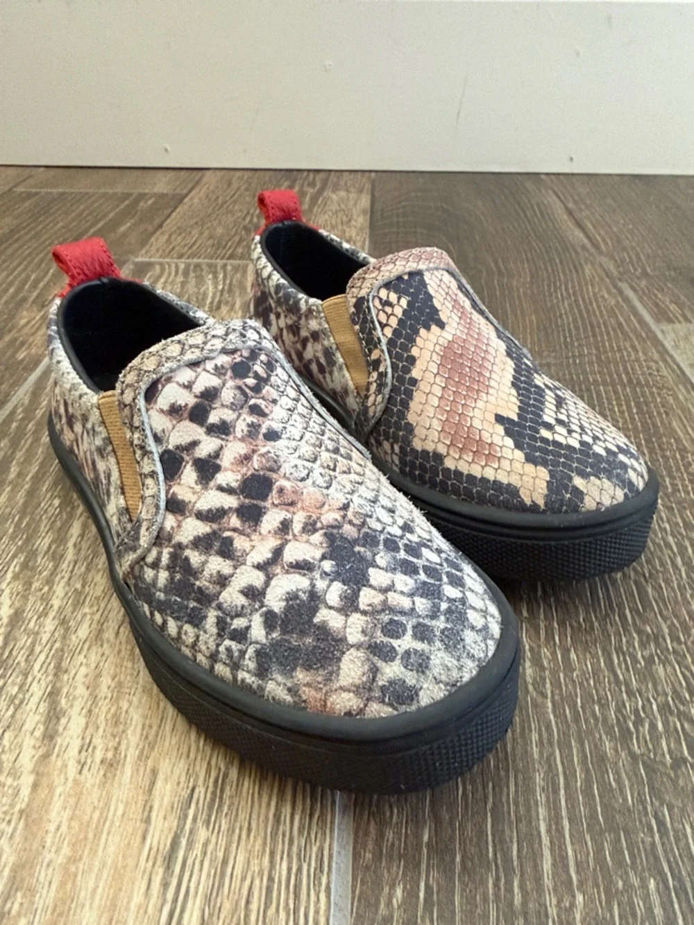 Freshly Picked Kids’ Leather Snakeskin Classic Slip On Shoe—K11